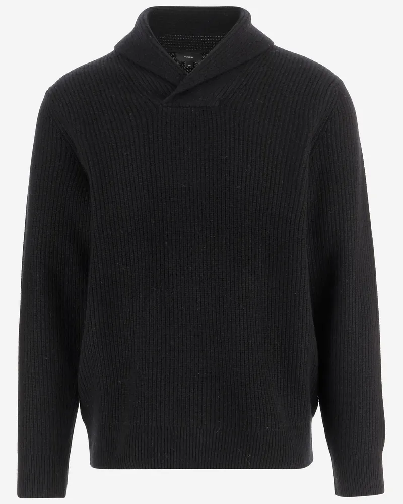 Vince Wool And Cashmere Sweater With Shawl Collar Black