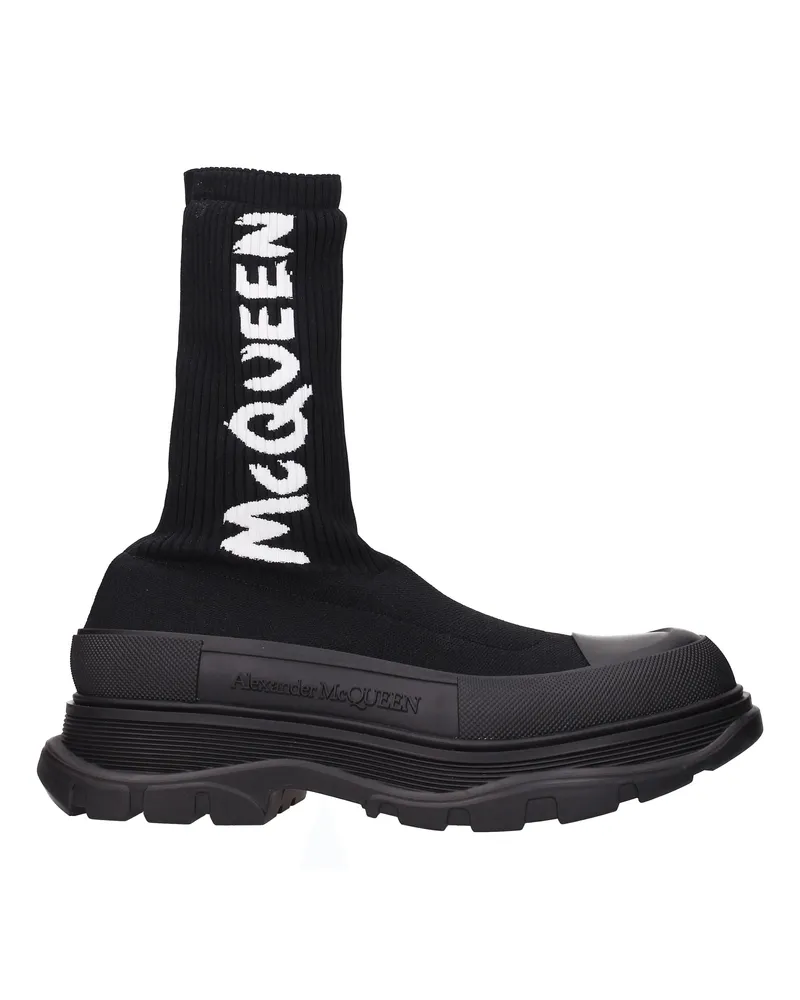 Alexander McQueen Herrens Stiefel aus schwarzem Stoff -