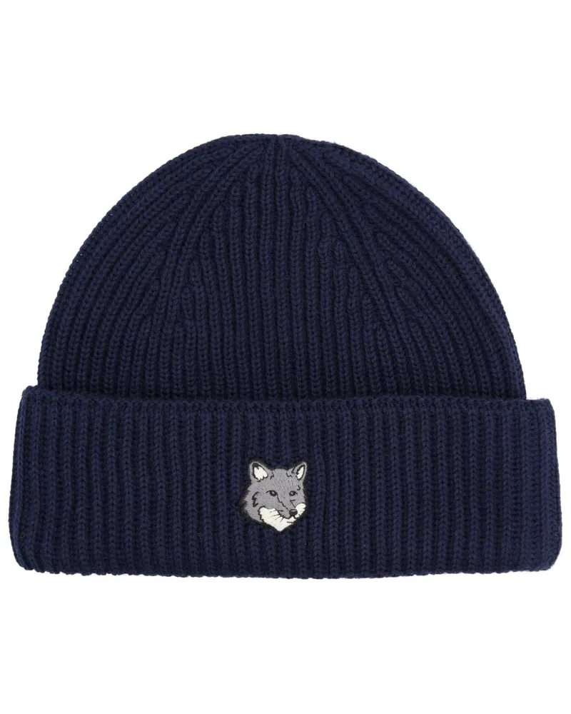 Kitsuné Beanie mit Fox Patch Blue