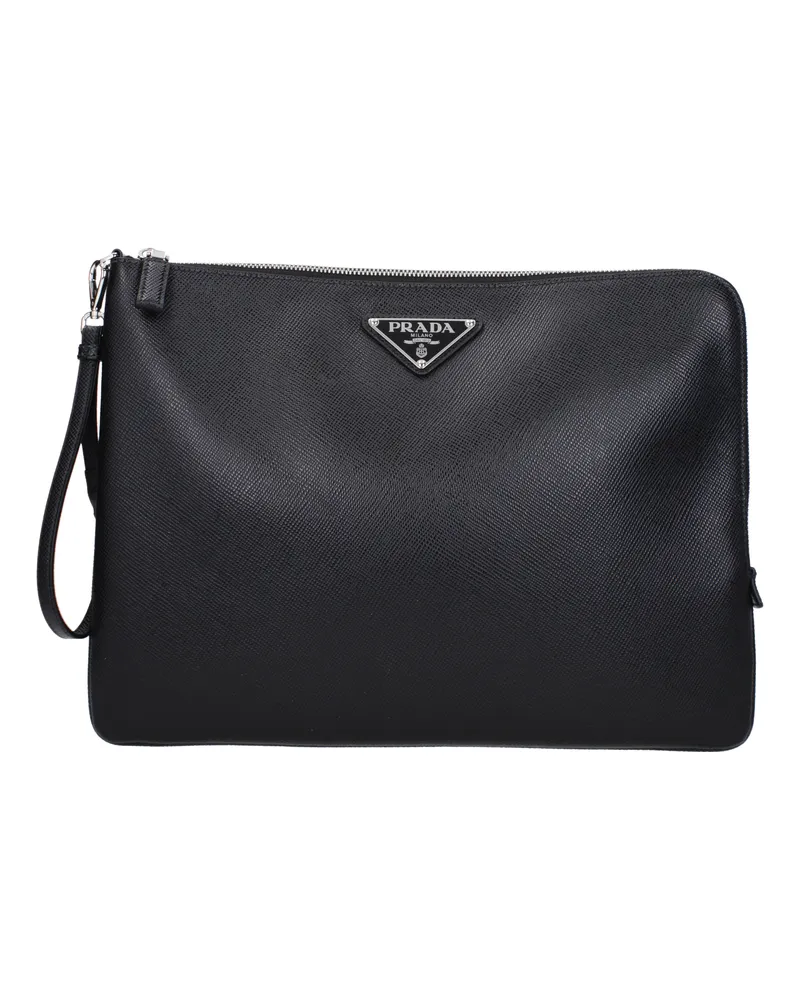 Prada Herrens Ledergeldbörse Schwarz -