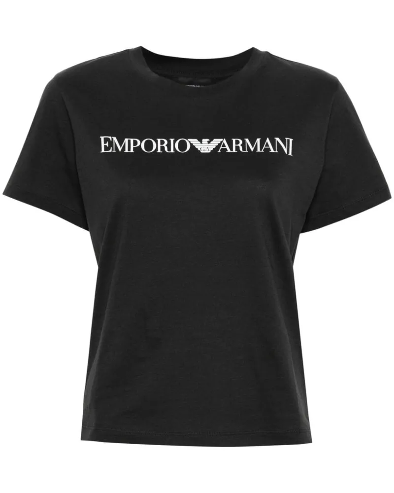 Emporio Armani Logo Baumwoll -T -Shirt Blue