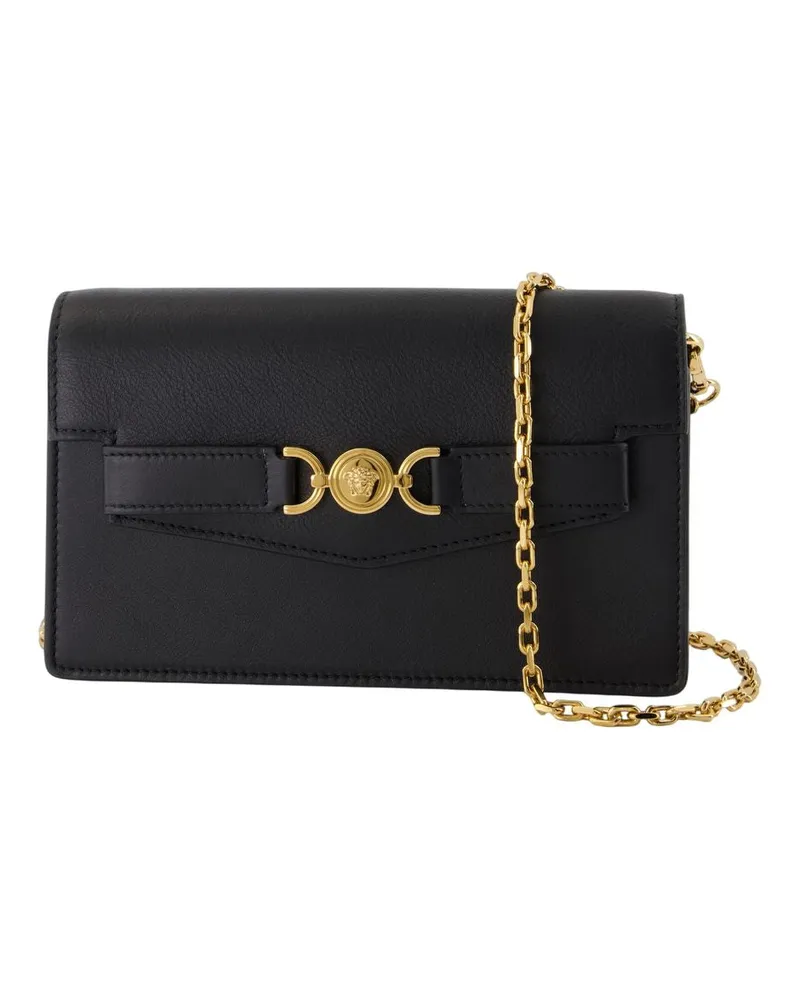 Versace Brieftasche auf Kette  Leder schwarz Schwarz