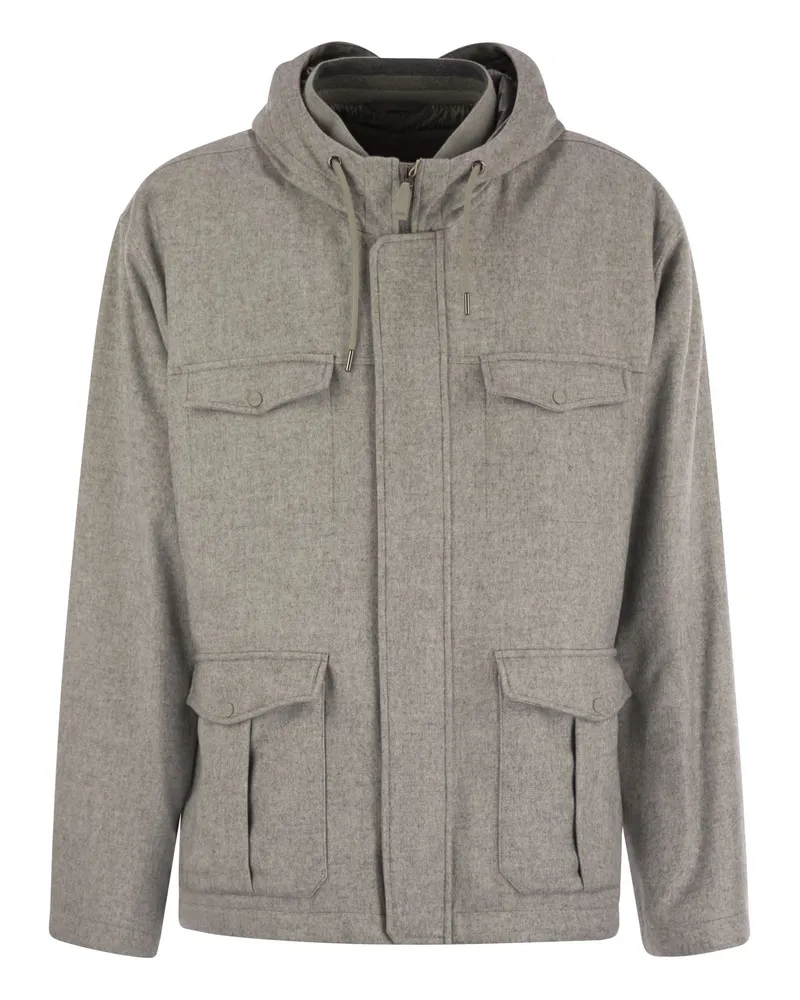 Herno Feldjacke in Seide und Kaschmir Grey