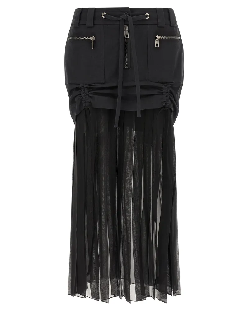Dolce & Gabbana Twill- und Chiffonrock Black