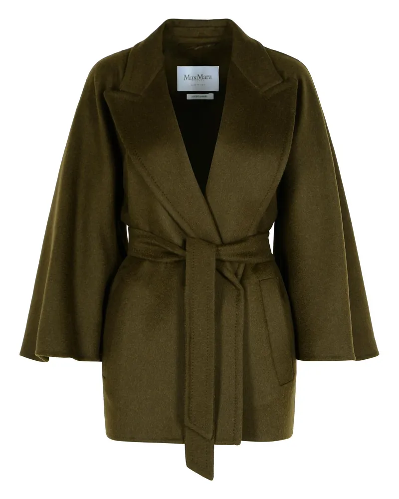 Max Mara Verna' Kamelmantel mit Moosgrüngriemen Green