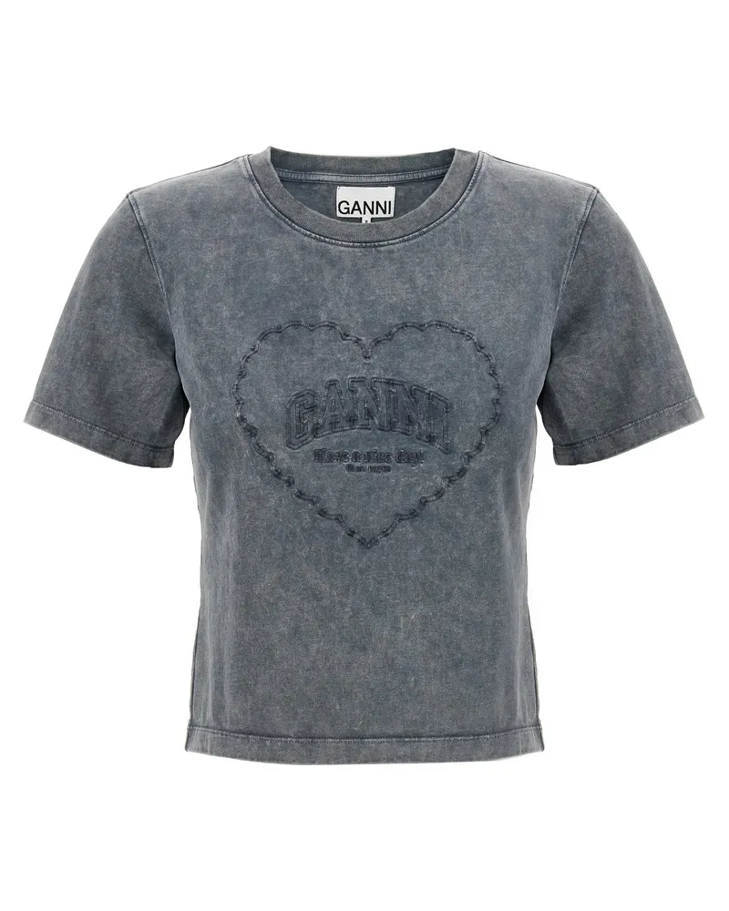 Ganni grau gewaschenes Herz' T -Shirt Gray