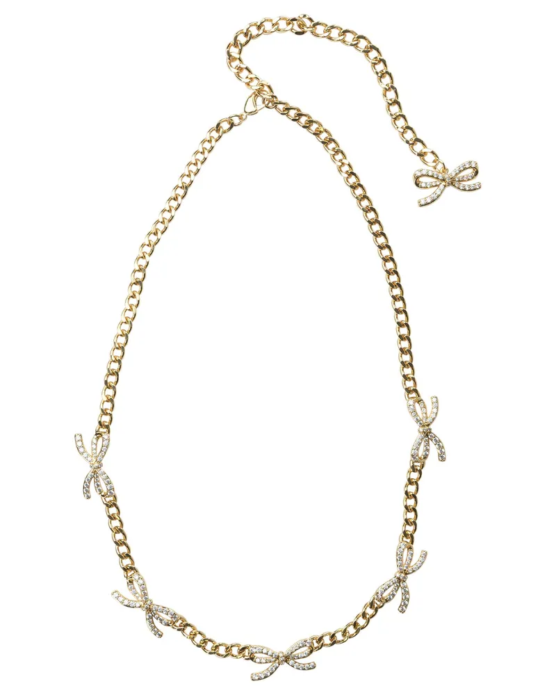 Self-Portrait Selbstporträt-Halskette mit Schleifen und Kristallen Gold