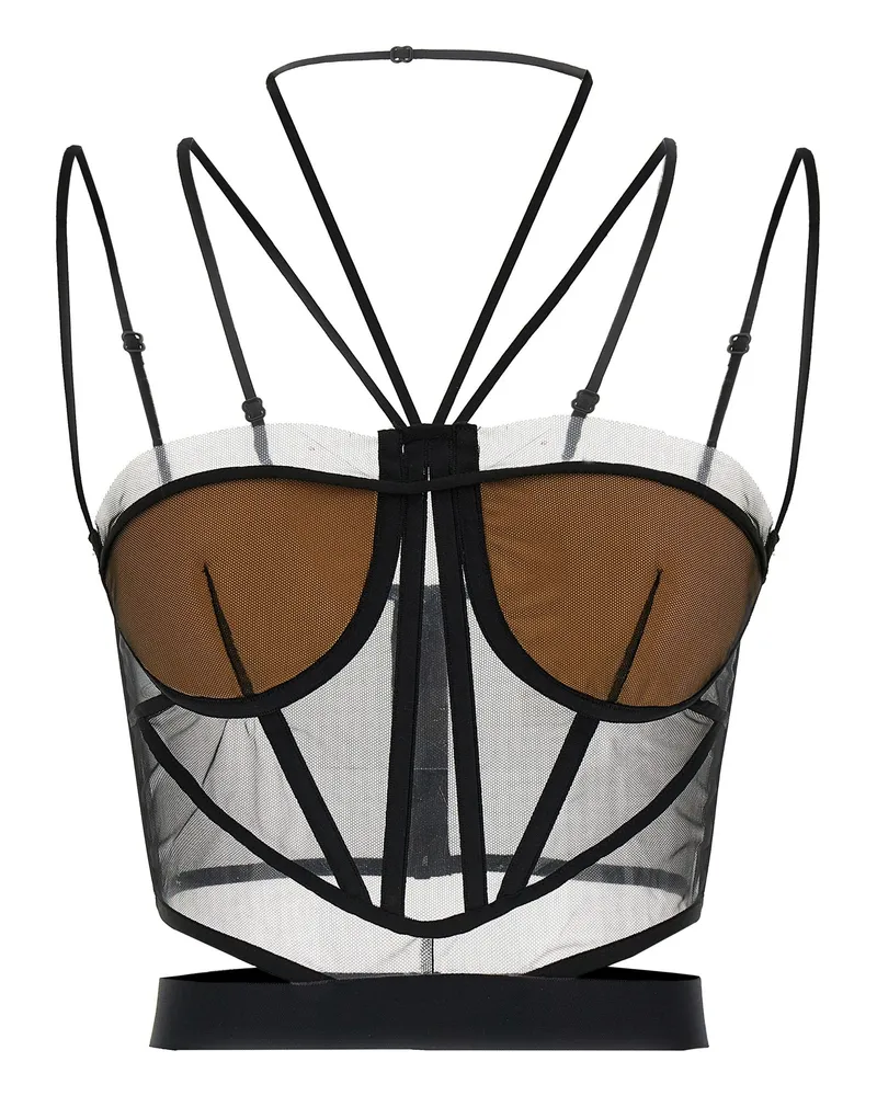 Nensi Dojaka Sheer Korsett' Top Black