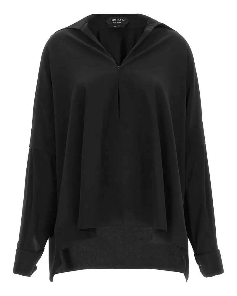 Tom Ford Crepe de Chine Hemd Schwarz