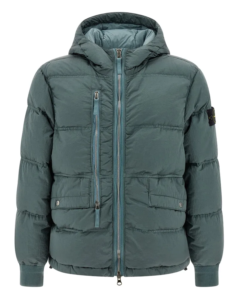Stone Island Metall-Nylon-Daunenjacke Green