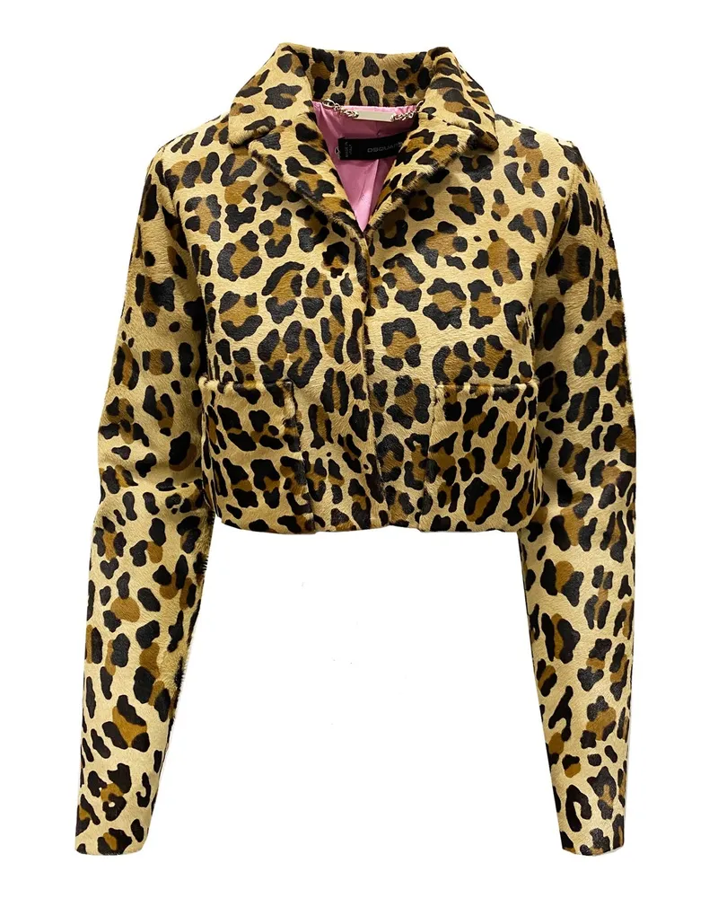 Dsquared2 Leopardenkalb Haarschnitzeljacke Brown