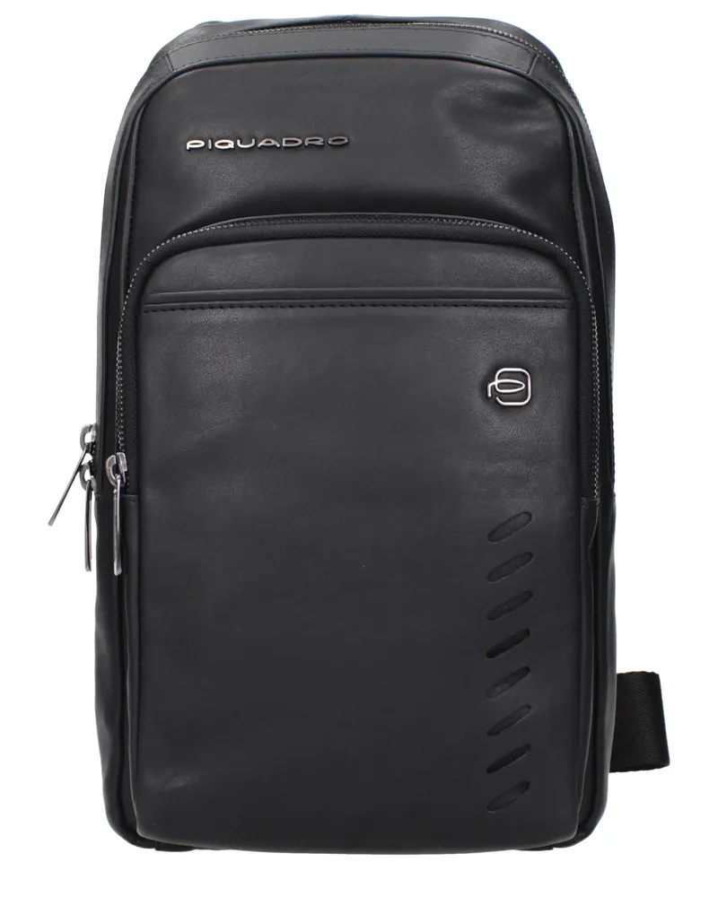 Piquadro Herrens Leder-Umhängetasche Schwarz -