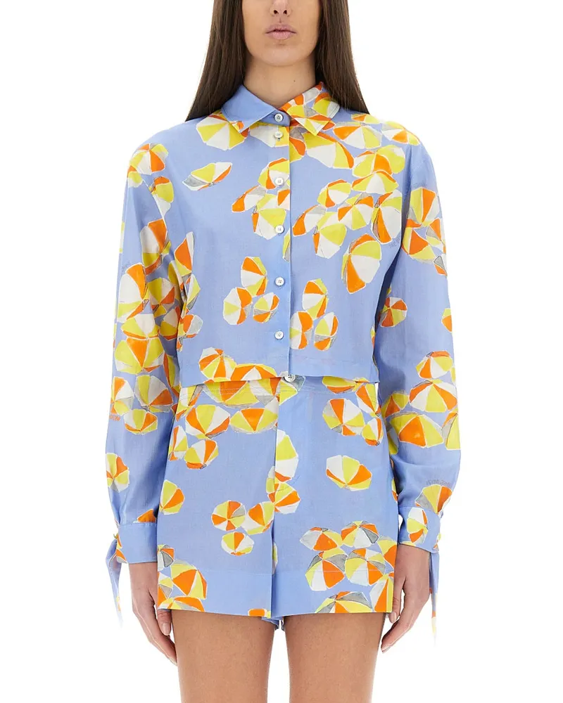 Moschino Moschino -Jeans geschnittenes Hemd "Beach Regenschirme Baby