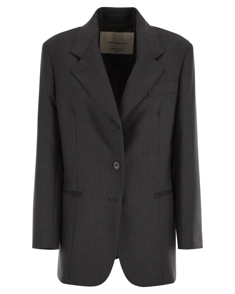 Weekend Max Mara Wochenende Maxmara Edmea Wolle Leinwand Blazer Dark