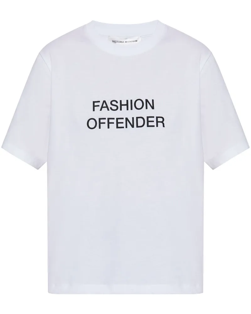 Victoria Beckham Mode Täter Baumwoll -T -Shirt White