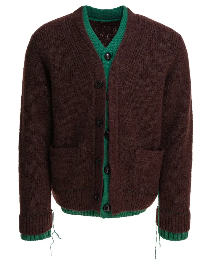 Sacai Strickjacke aus -Wollmischung Brown