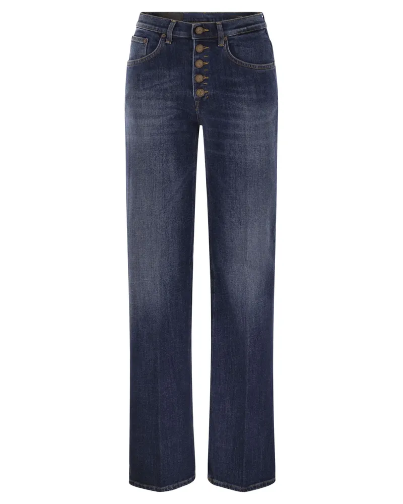 Dondup Jacklyn Stretch-Denim-Jeans mit weitem Bein Dark