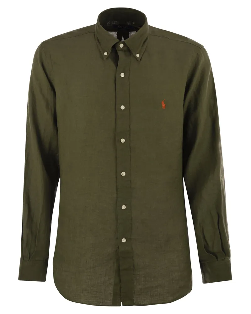 Ralph Lauren Custom Fit Leinenhemd Military