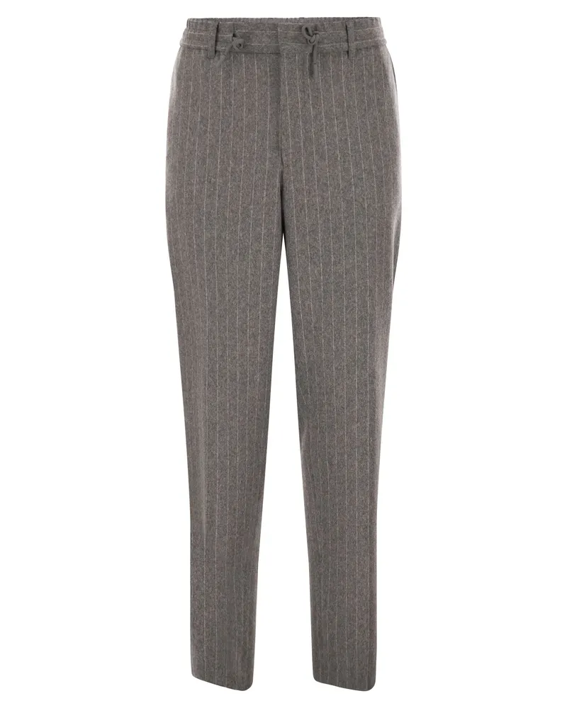 HUGO BOSS Hose aus gebürstetem Stretch-Flanell von  mit konischer Passform Grey