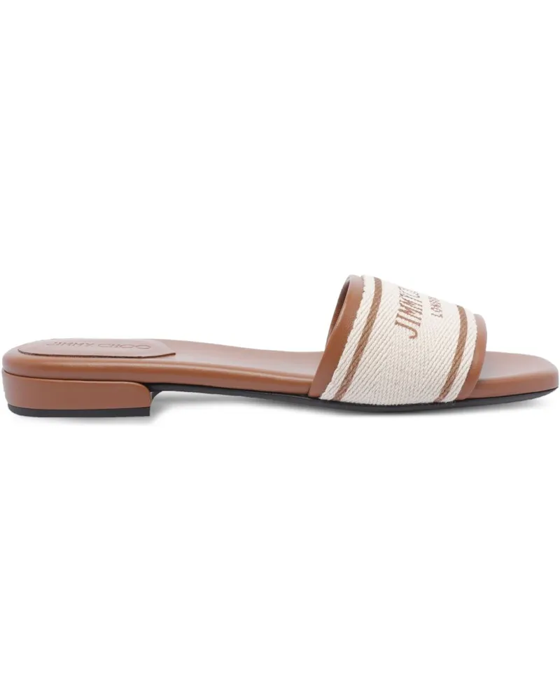 Jimmy Choo Joa flache Leinwand flache Sandalen Leather