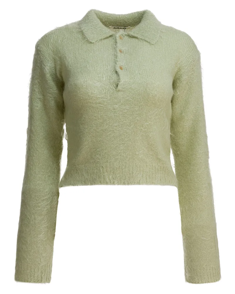 AURALEE Polopullover aus Mohair und Wolle Green