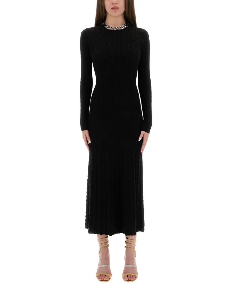 Paco Rabanne Long Wollkleid Black