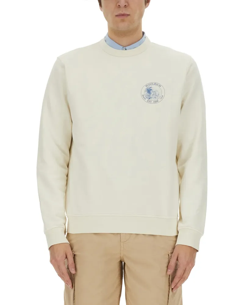 Woolrich Sweatshirt mit Logo Ivory