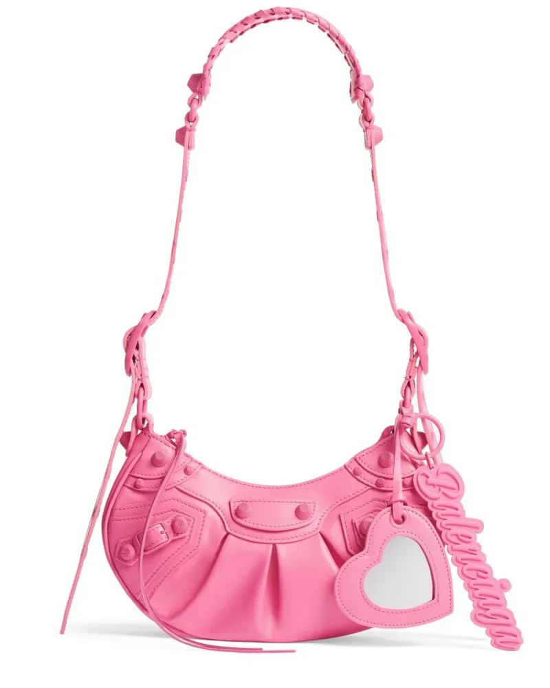Balenciaga le Cagole Xs Leder -Umhängetasche Fuchsie
