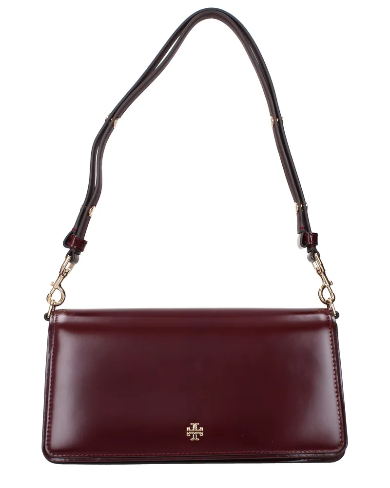 Tory Burch Emerson Damens Umhängetaschen Glänzend Rot/Burgund -