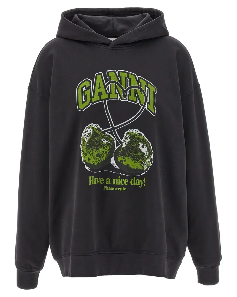Ganni Basic Jersey Cherry' Hoodie Gray