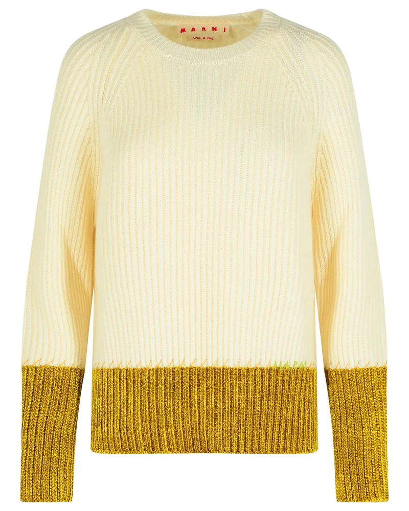 Marni Elfenbein Virgin Wollpullover Beige