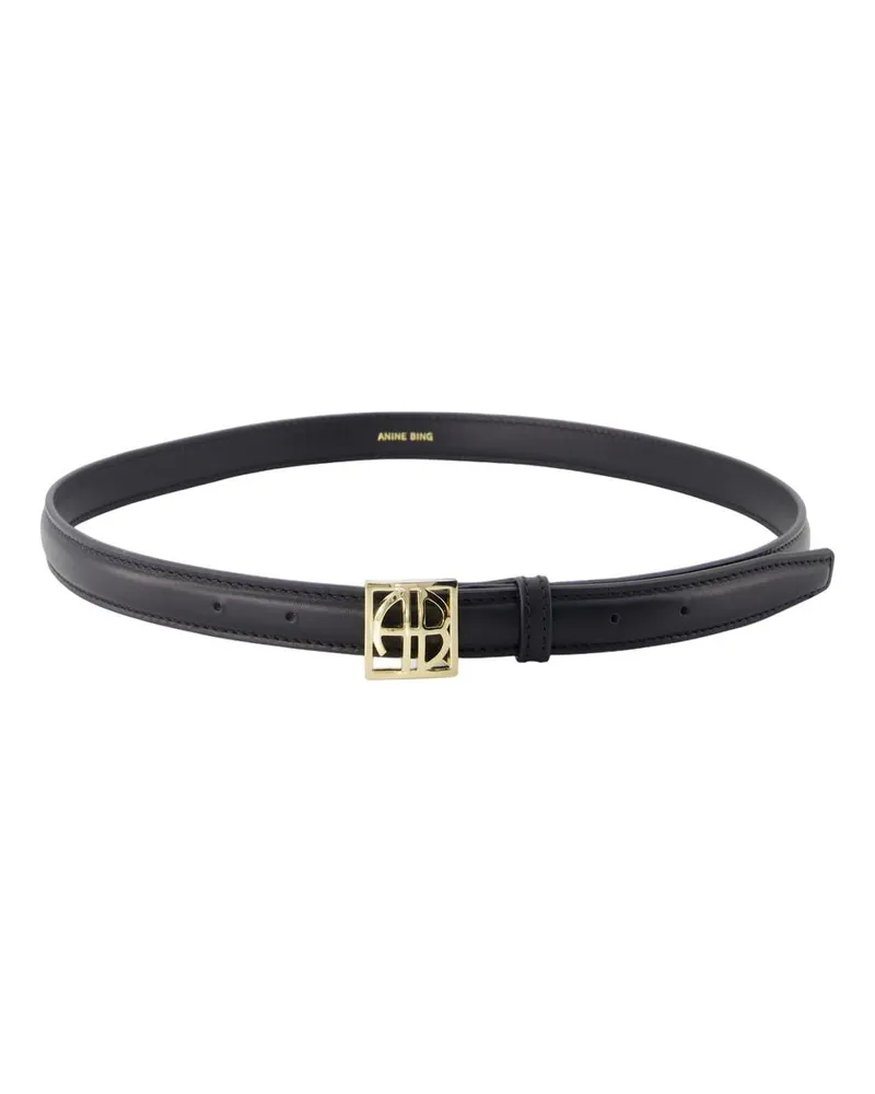 Anine Bing Monogrammgürtel  Leder Schwarz Black