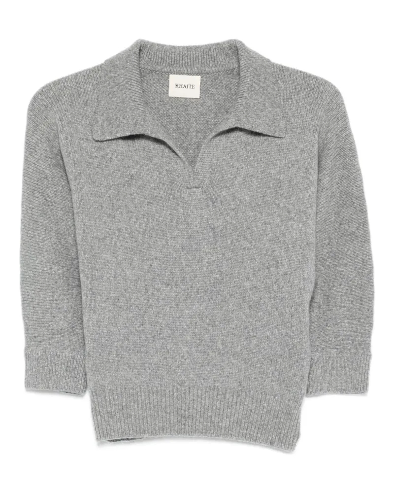 KHAITE Herve Cashmere Polo Shirt Grey