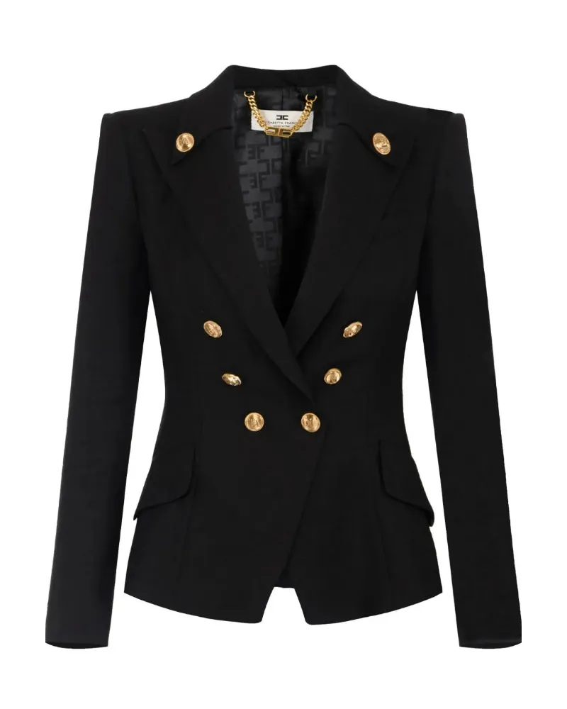 Elisabetta Franchi Jacke mit Logo -Knöpfen Black