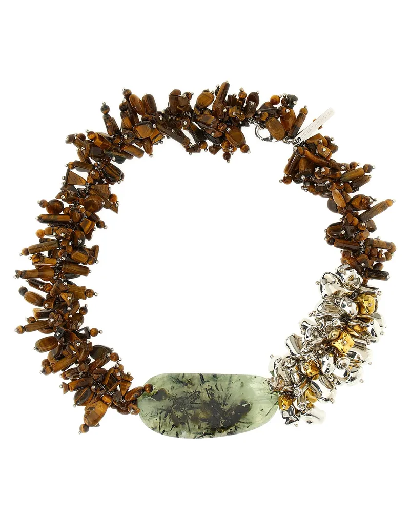 Dries van Noten Trocknen Van Note Perlen Halskette Brown