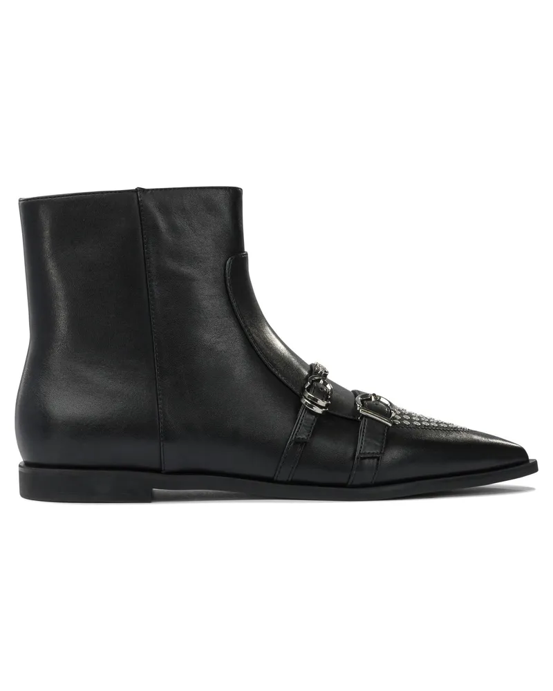 Pinko Leder-Stiefeletten mit Reißverschluss Black
