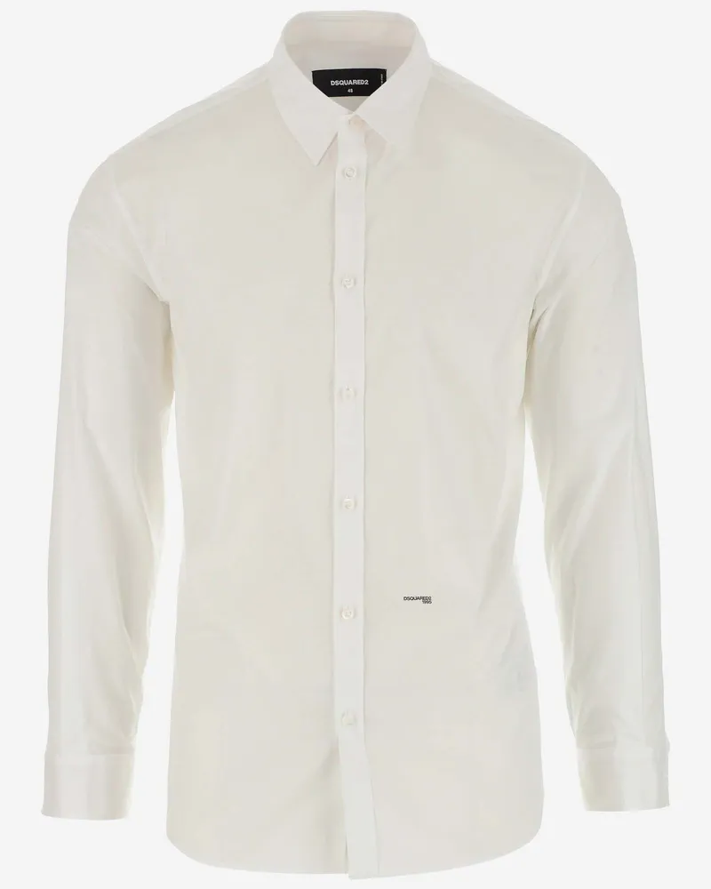 Dsquared2 Stretch -Baumwollhemd mit Logo White