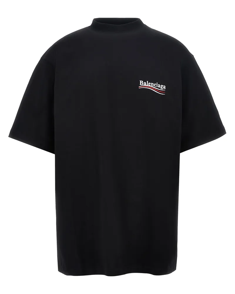 Balenciaga T-Shirt mit Logo-Stickerei White