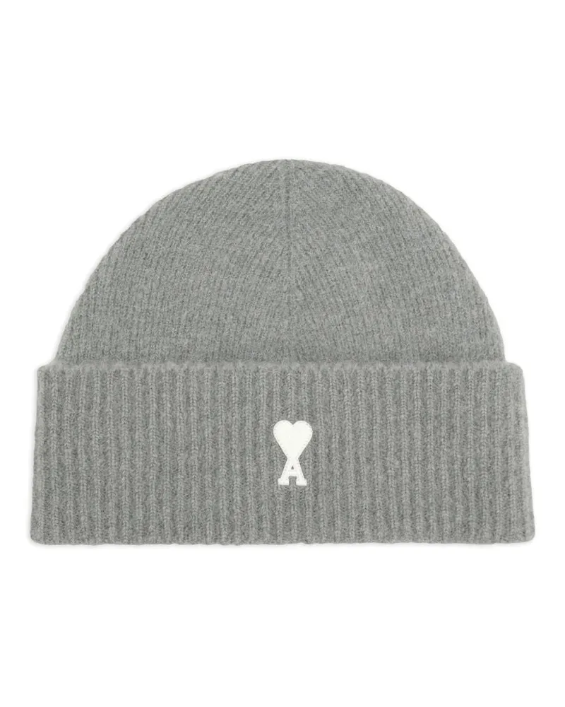 AMI Paris Ami de Coeur Wolle Beanie Grey