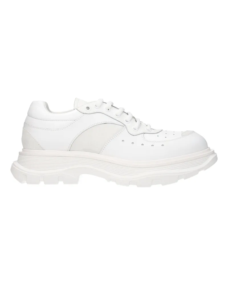 Alexander McQueen Turnschuhe treten Slick Mens Leder weiß -