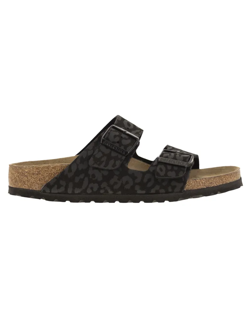 Birkenstock Arizona Leo Sandal With Buckles And Animal Print Black