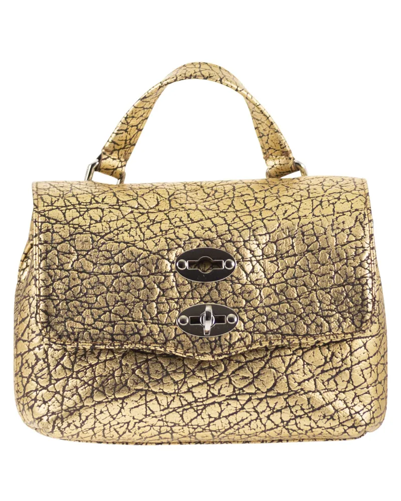 Zanellato Postina Baby-Tasche aus laminiertem Leder Gold