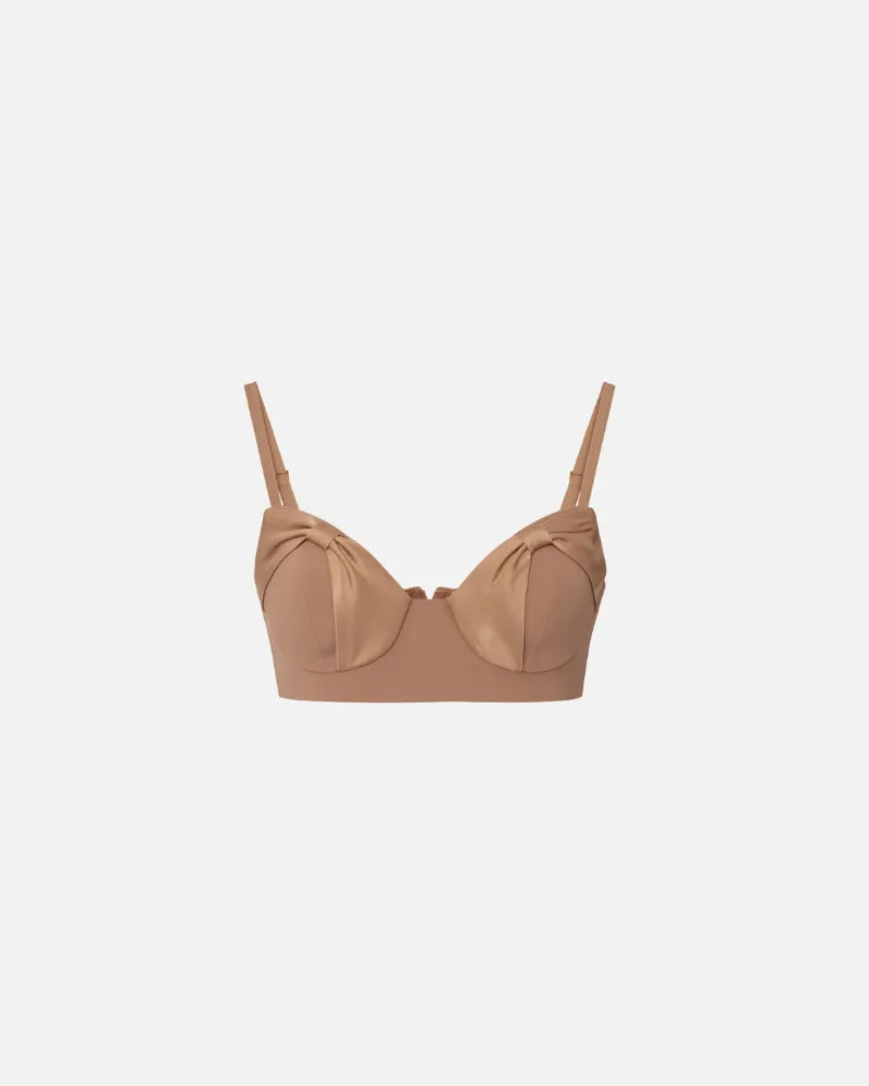 Elisabetta Franchi Top mit Satinbögen Natural