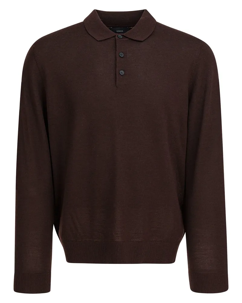 Vince Poloshirt aus Merinowolle Bordeaux