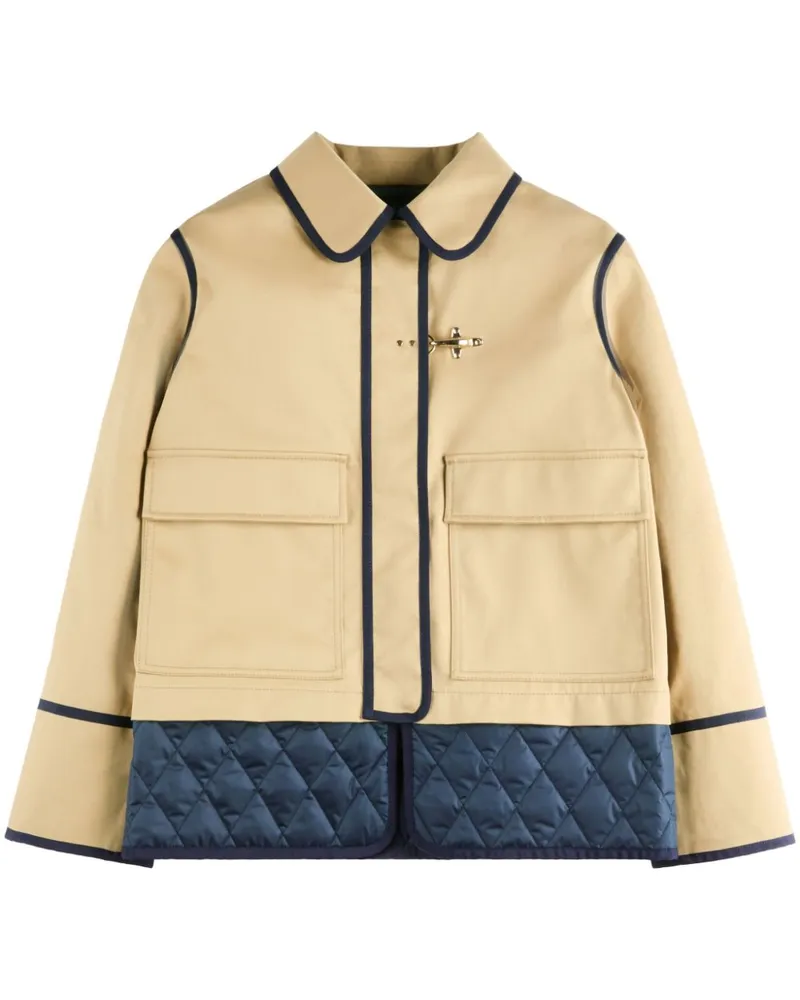 Fay Stretch Gabardine Caban Jacke Beige