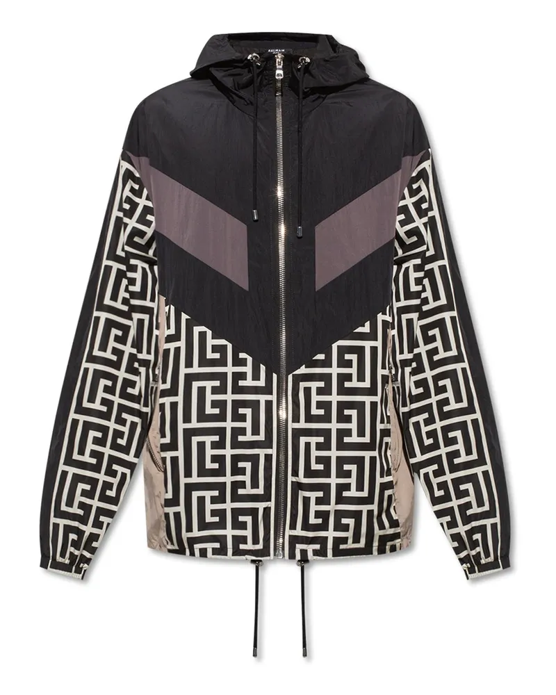 Balmain Nylon -Monogrammjacke Schwarz