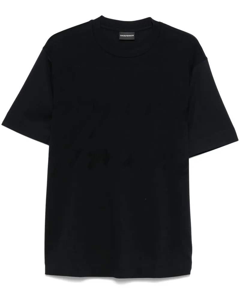 Emporio Armani Logo Baumwoll -T -Shirt Blue