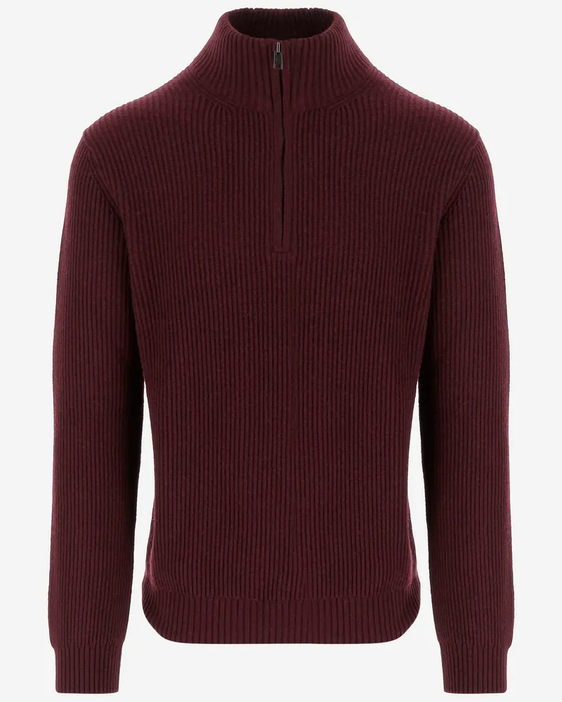 Woolrich Wollhollmischpullover Bordeaux