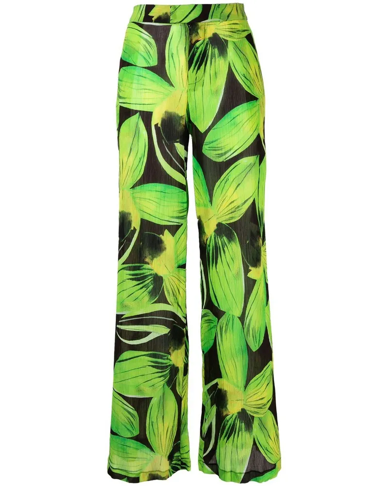 Louisa Ballou druckte Weitbeinhosen Green