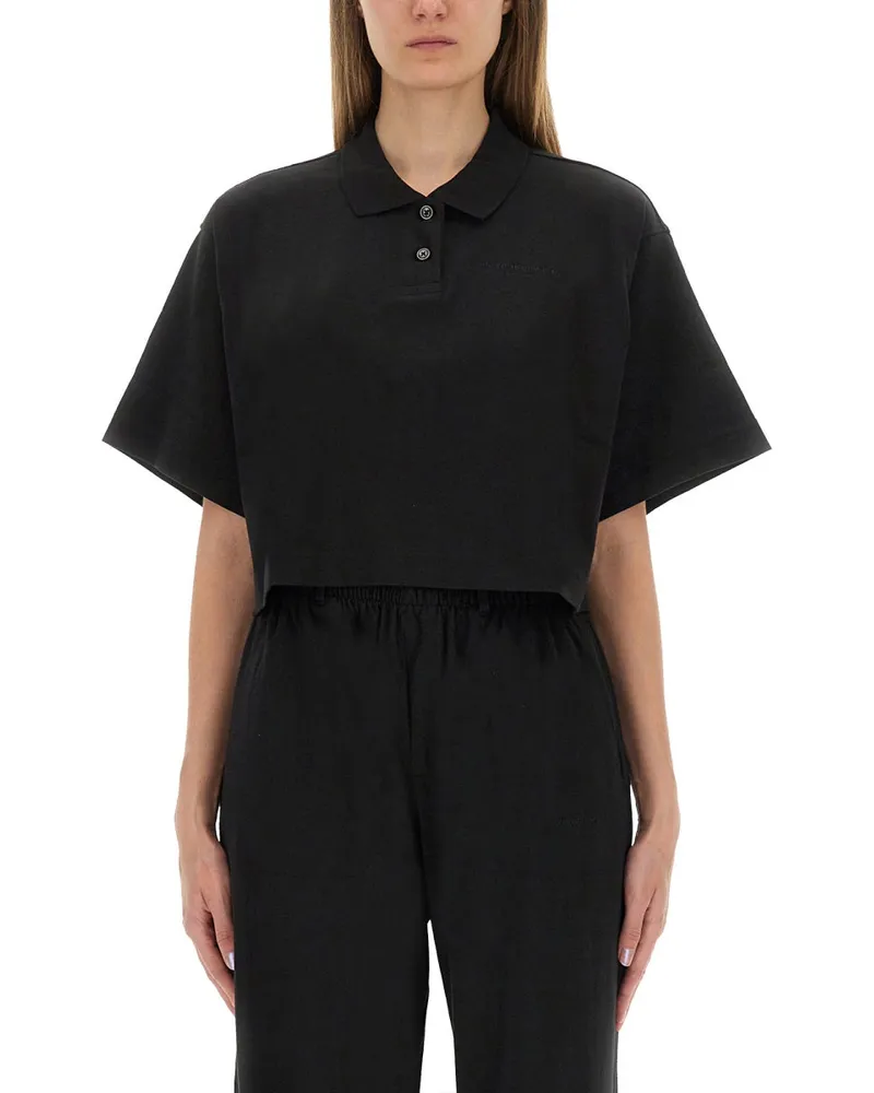 Alexander Wang beschnittenes Trikot -Polo -Hemd Black